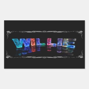 Pegatina Rectangular El Willie conocido - nombre en las luces