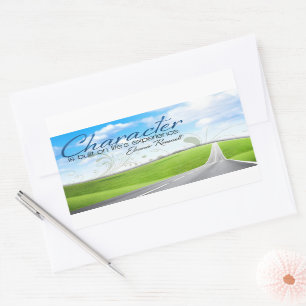 Pegatina Rectangular Eleanor Roosevelt Cita Inspiradora "Carácter"