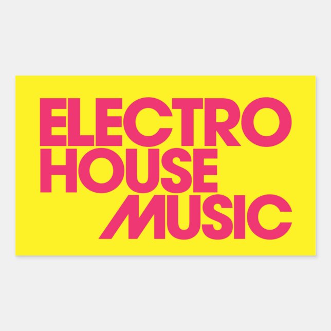 Pegatina Rectangular Electro música de la casa (Anverso)