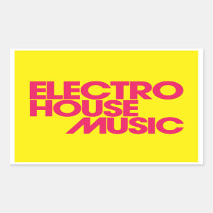 Pegatina Rectangular Electro música de la casa