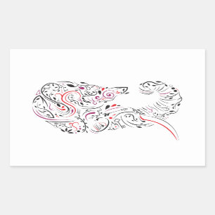 Pegatina Rectangular elefante adornado