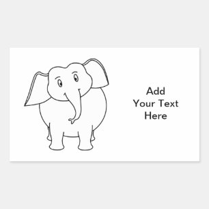 Pegatina Rectangular Elefante Blanco.