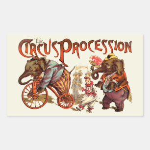 Pegatina Rectangular Elefante de la procesión del circo