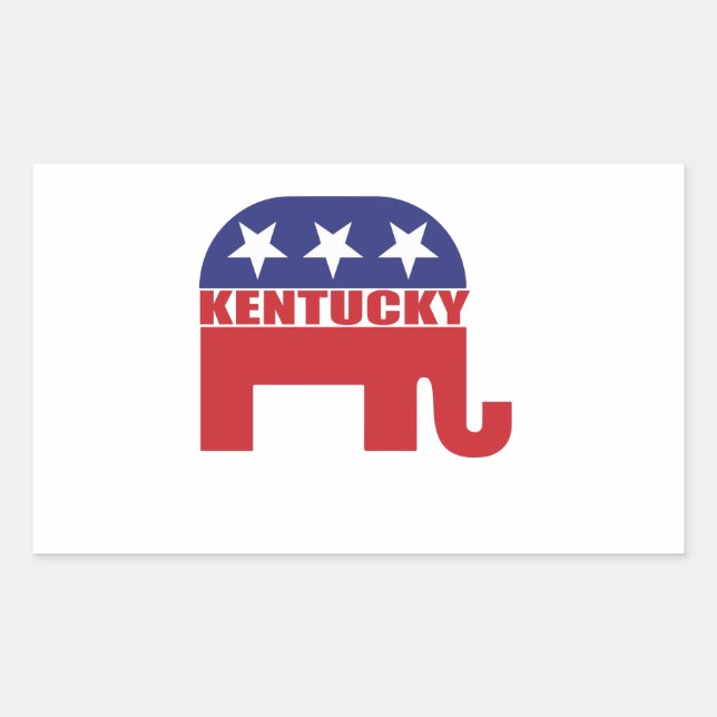 Pegatina Rectangular Elefante republicano de Kentucky (Anverso)
