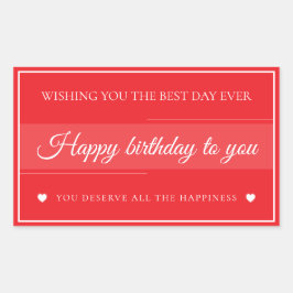 Pegatina Rectangular  Elegant Red & White Birthday 