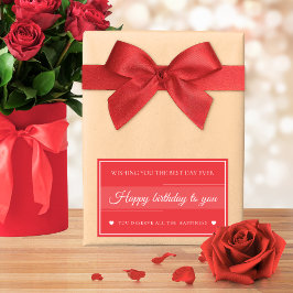 Pegatina Rectangular  Elegant Red & White Birthday 