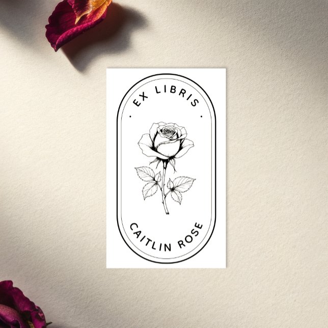 Pegatina Rectangular Elegant Rose Ex Libris Bookplate Labels - Custom (Subido por el creador)