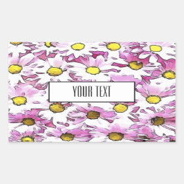 Pegatina Rectangular Elegante acuarela margarita