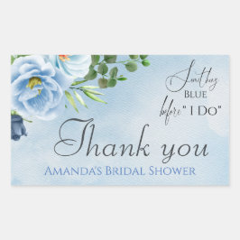 Pegatina Rectangular Elegante Algo Floral Azul Ducha Bridal