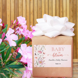 Pegatina Rectangular Elegante Baby Shower Wildflower Gracias