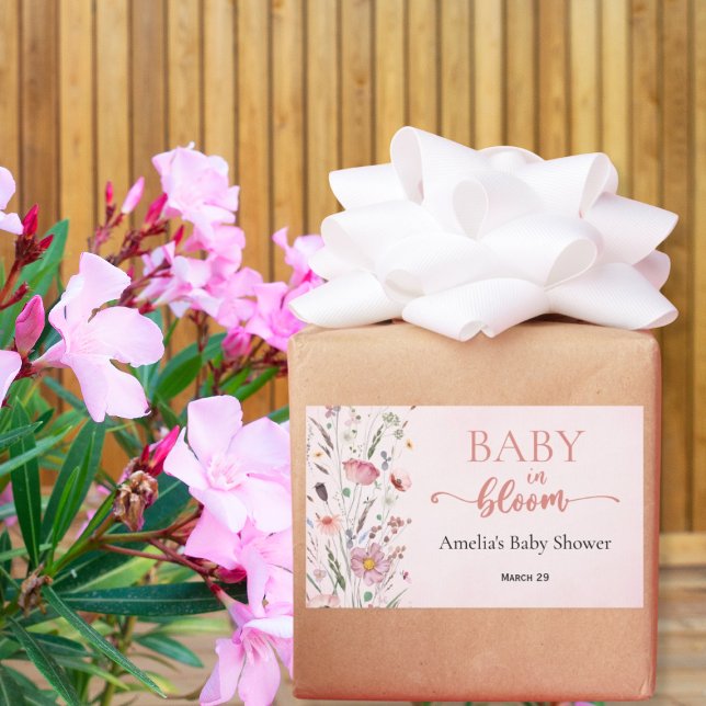 Pegatina Rectangular Elegante Baby Shower Wildflower Gracias (Subido por el creador)