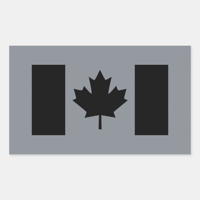 Pegatina Rectangular Elegante bandera canadiense en negro (Anverso)