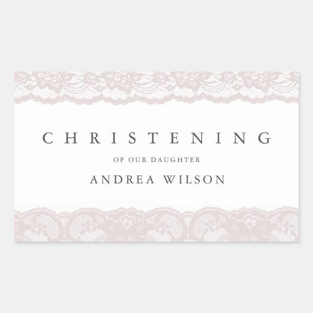 Pegatina Rectangular Elegante bautismo de cristianismo rosa (Anverso)