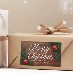 Pegatina Rectangular Elegante empresa Feliz Navidad Regalo Personalizad
