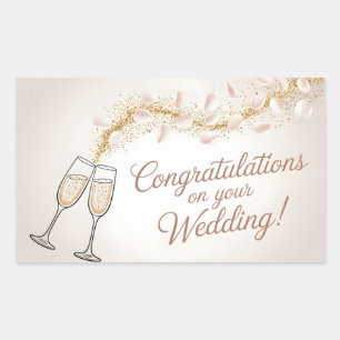 Pegatina Rectangular Elegante "Felicidades por tu boda"