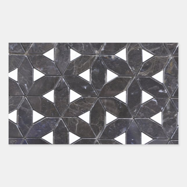 Pegatina Rectangular elegante flor gris mosaica de la vida Tile patrón (Anverso)