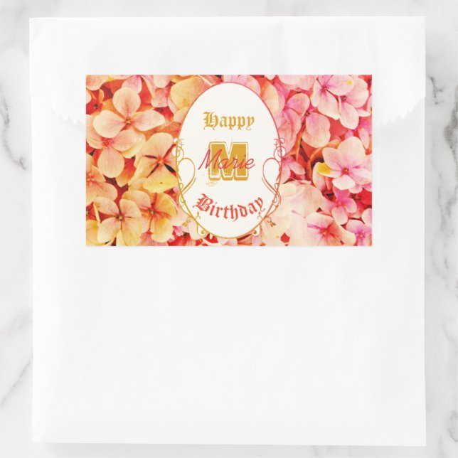 Pegatina Rectangular Elegante floral rosa moderno cumpleaños 21 (Bolso)