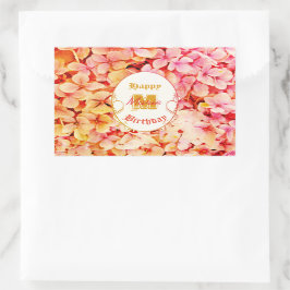 Pegatina Rectangular Elegante floral rosa moderno cumpleaños 21