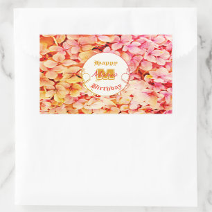 Pegatina Rectangular Elegante floral rosa moderno cumpleaños 21