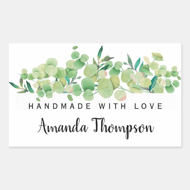 Pegatina Rectangular Elegante Foliage personalizado hecho a mano con am (Anverso)
