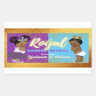 Pegatina Rectangular Elegante género real africano revela morado y azul