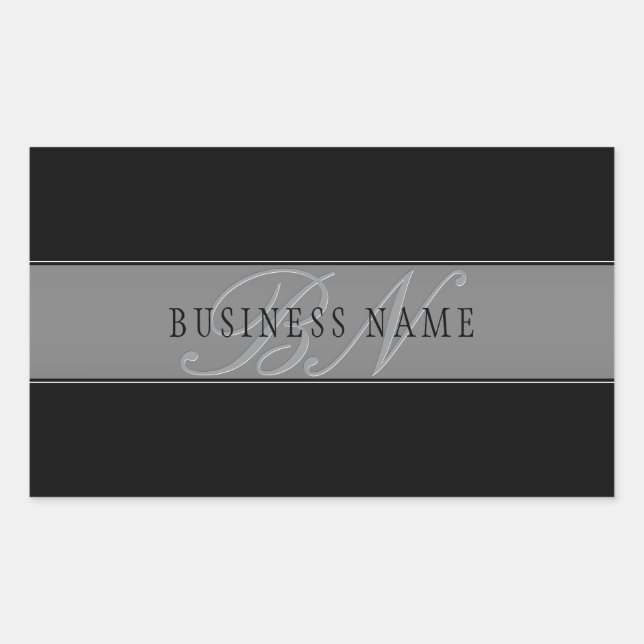 Pegatina Rectangular Elegante Guión Editable Nombre comercial/otro text (Anverso)