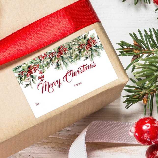 Pegatina Rectangular Elegante guión Regalo navideño navideño (Subido por el creador)