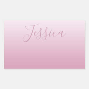 Pegatina Rectangular Elegante guión y ombre rosa editable (cualquier co