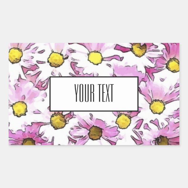 Pegatina Rectangular Elegante margarita acuarela (Anverso)