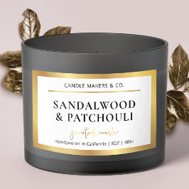 Pegatina Rectangular Elegante Metálico Faux Gold Script Font Candle Jar