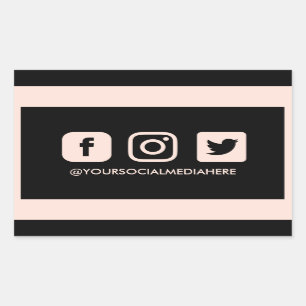 Pegatina Rectangular Elegante moda rosada en Pastel de medios sociales