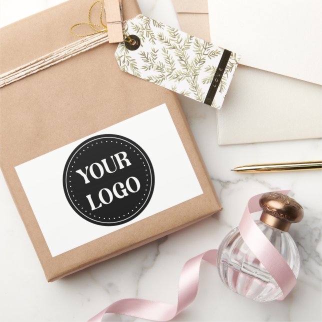 Pegatina Rectangular elegante, moderno, refinado y editable. (Regalar)