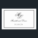 Pegatina Rectangular Elegante Monograma Guión blanco y negro<br><div class="desc">La suite Rosa cuenta con una tipografía de escritura muy clásica,  con un monograma de dos letras y borde doble en la invitación. Se trata de una sencilla suite clásica,  con piezas individuales en blanco y negro. La suite es elegante,  atemporal y moda.</div>