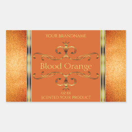 Pegatina Rectangular Elegante Naranja Etiquetas de productos de oro Pur
