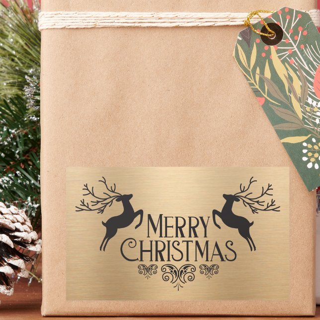 Pegatina Rectangular Elegante Navidad simple y moderno reno (Subido por el creador)