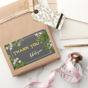 Pegatina Rectangular Elegante nombre retro floral personalizado texto r