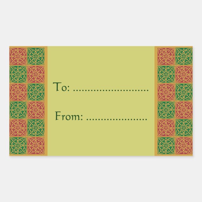 Pegatina Rectangular Elegante Pegatinas Fleur de Lis Red Green Gift (Anverso)