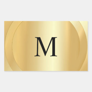 Pegatina Rectangular Elegante Personalizado Monogramado Faux Gold