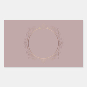 Pegatina Rectangular Elegante plantilla en blanco de oro rosa Agrega tu