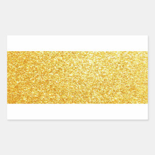 Pegatina Rectangular Elegante Purpurina dorado en blanco brillante glam