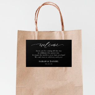 Pegatina Rectangular Elegante regalo de bienvenida de Boda negro