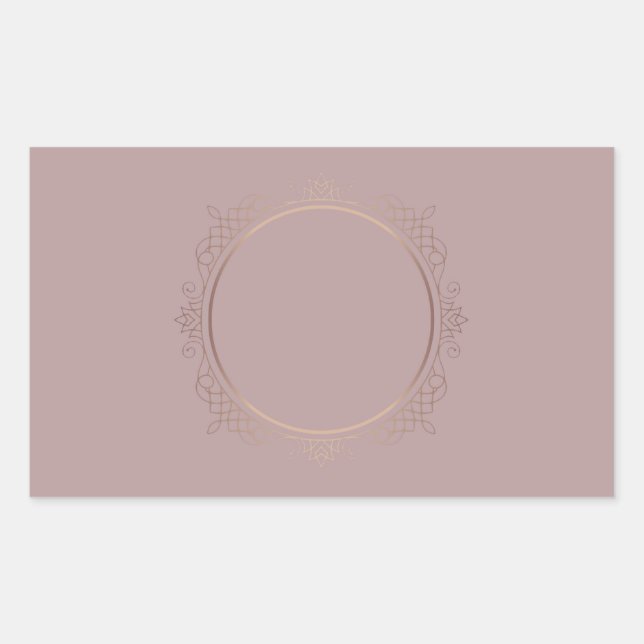 Pegatina Rectangular Elegante Rosa de plantilla en blanco dorado Añadir (Anverso)