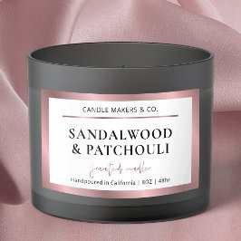 Pegatina Rectangular Elegante Rosa metálico de bronce con velas de oro