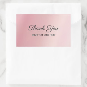 Pegatina Rectangular Elegante Rosa Oro Texto Personalizado Gracias Lujo