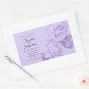 Pegatina Rectangular Elegante rústico polvoriento rosas azules boda flo