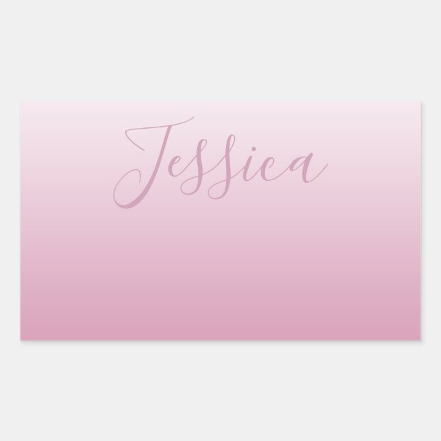 Pegatina Rectangular Elegante Script y rosa editable (cualquier color)  (Anverso)