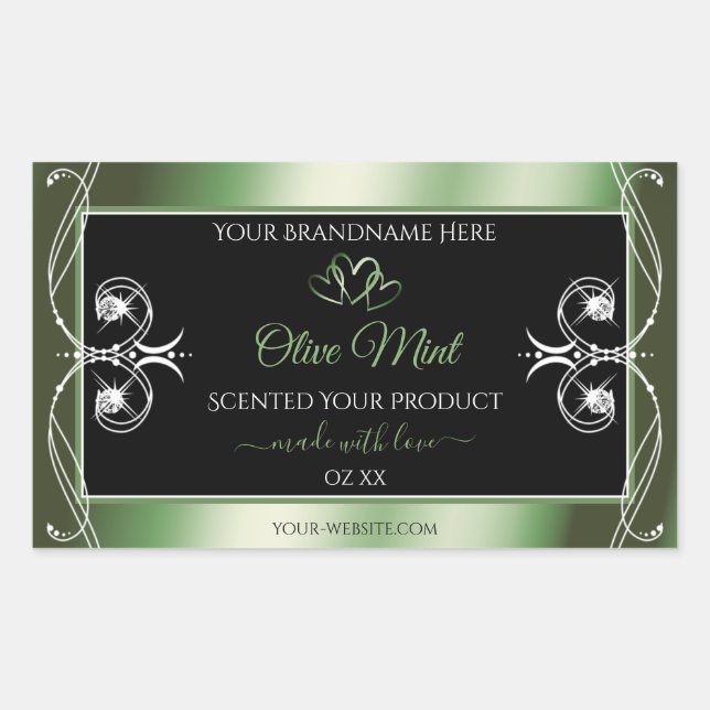 Pegatina Rectangular Elegante Shimmery Green Product Labels Jewels (Anverso)