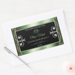 Pegatina Rectangular Elegante Shimmery Green Product Labels Jewels