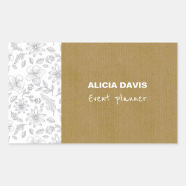 Pegatina Rectangular Elegante simple Flores fondo Kraft