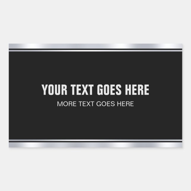 Pegatina Rectangular Elegante texto negro y plata Añada su nombre Moder (Anverso)